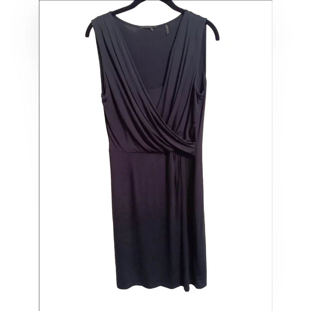 Tahari Black Sleeveless Plunge Sheath Dress